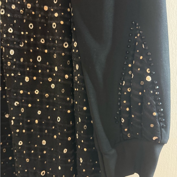 Black And Gold with fur Dress - Picture 4 of 5